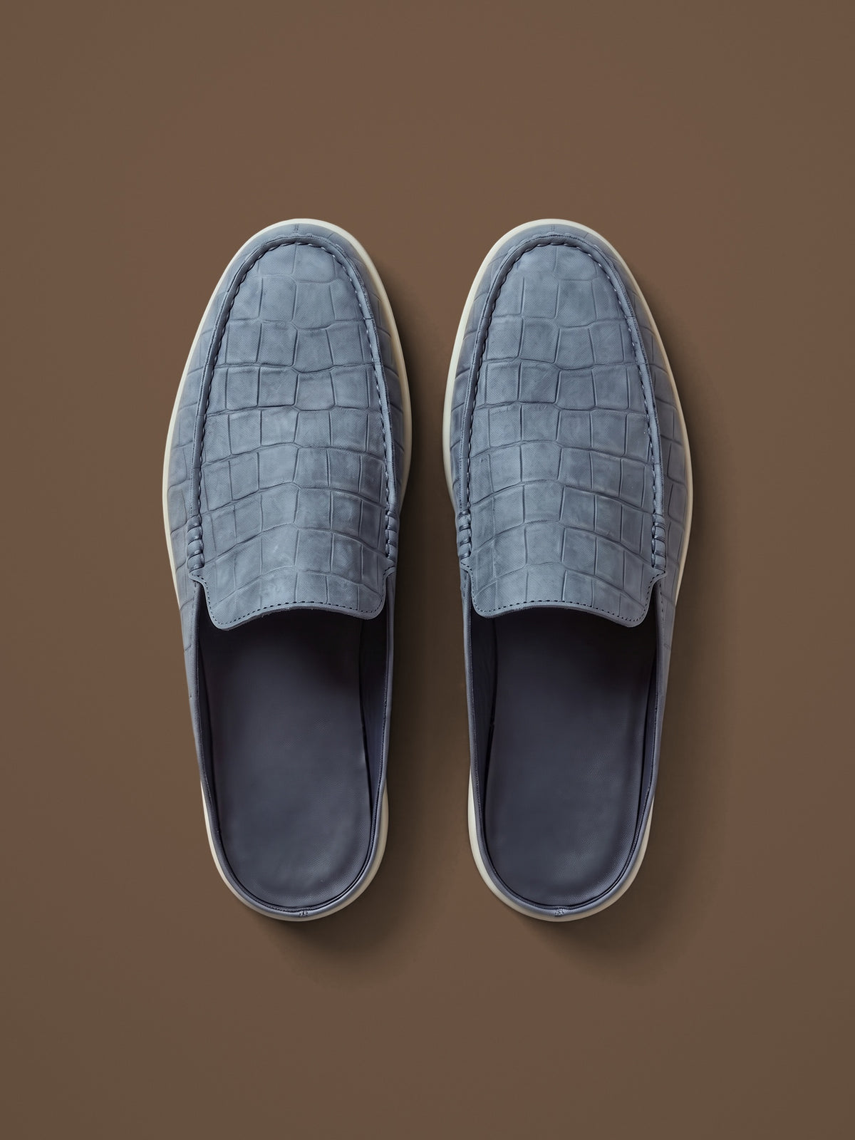 The Antibes Mule — Slate, pair from above