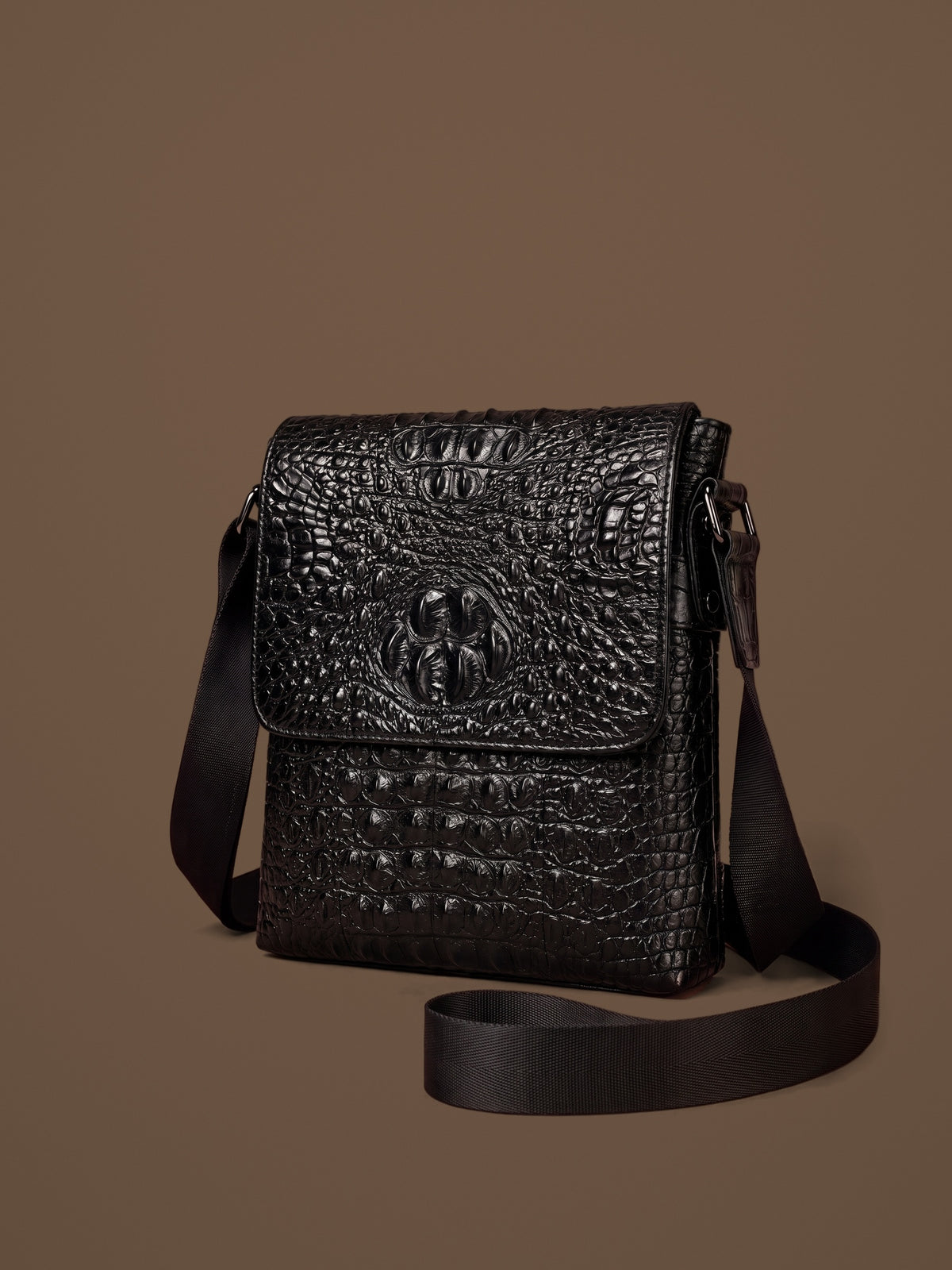 The Biarritz Crossbody — Black, three-quarter view