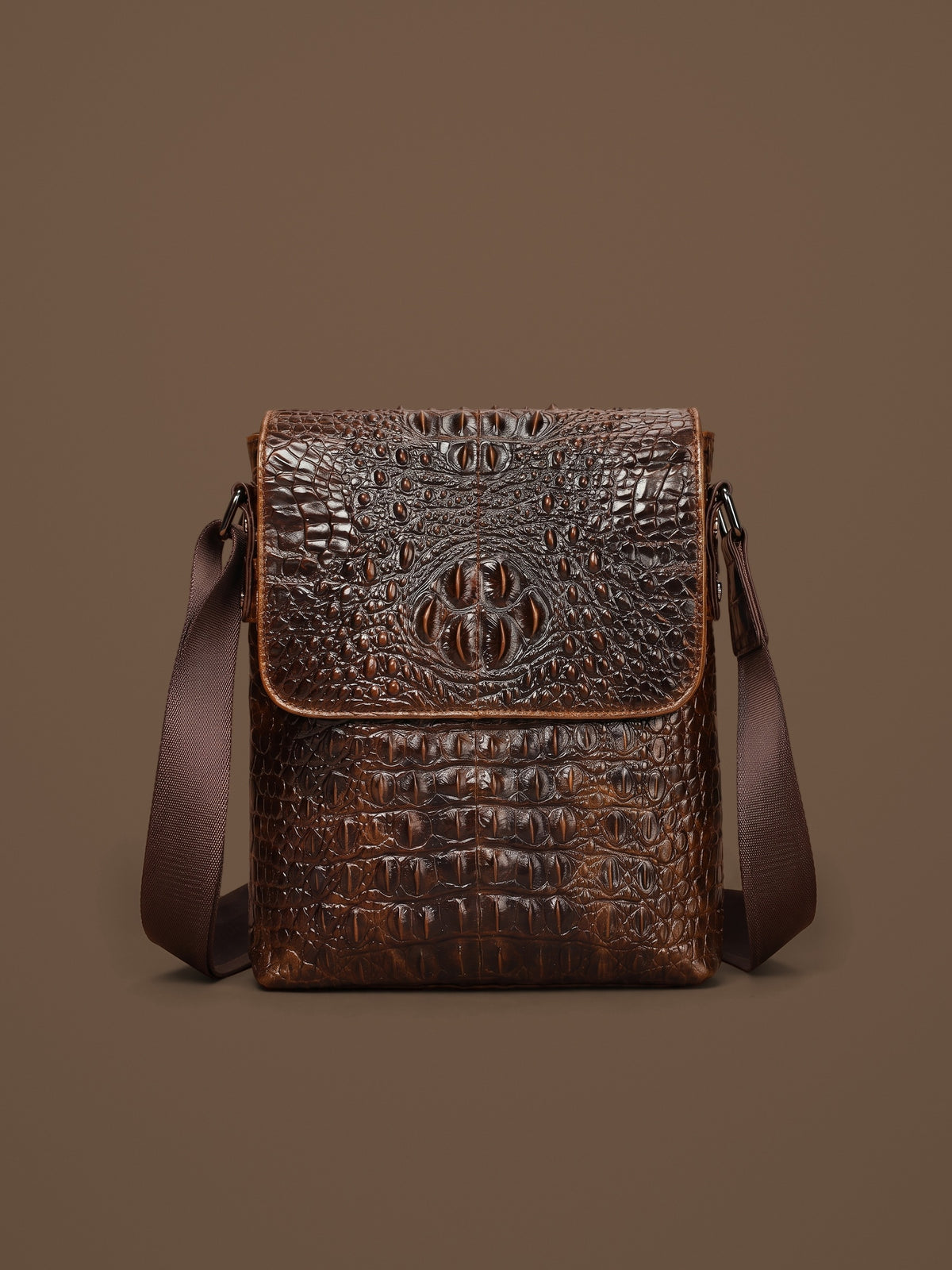 The Biarritz Crossbody — Brown, front